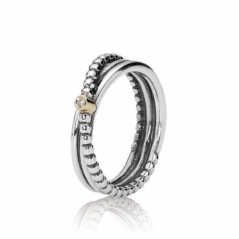 Pandora Australia Rising Star Diamond Stackable Ring - Two Tone | WOJSVQ234